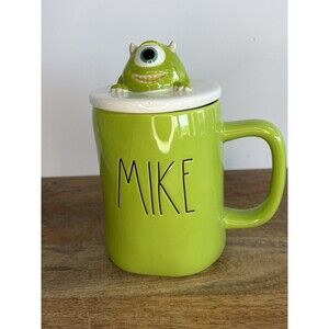 Rae Dunn Pixar Monsters Inc. Mike Wazowski Mug w/ Topper Lid Green - Disney